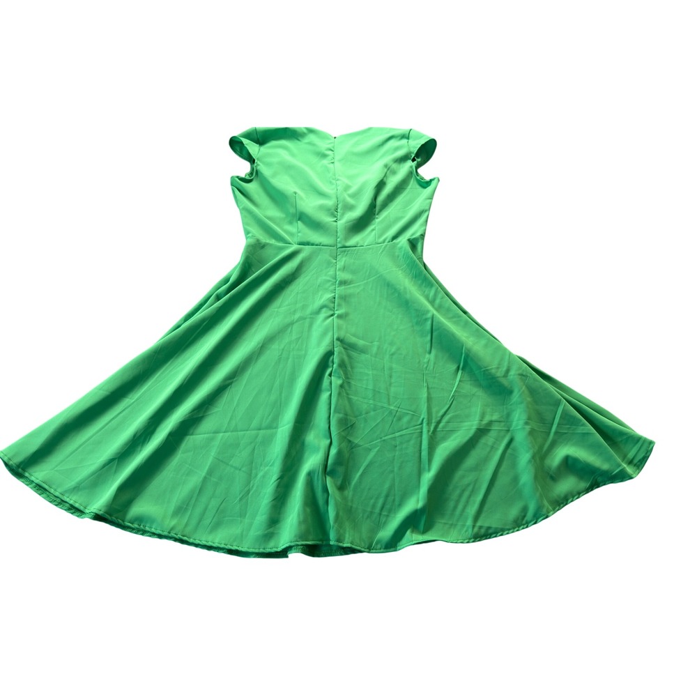 Unbranded Swing Dress Women Medium Green 1950s Rockabilly Fit and Flare Midi - Picture 11 of 14